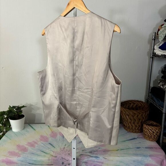 PERRY ELLIS size large Men's Cream Suit Vest linen blend - Picture 5 of 9